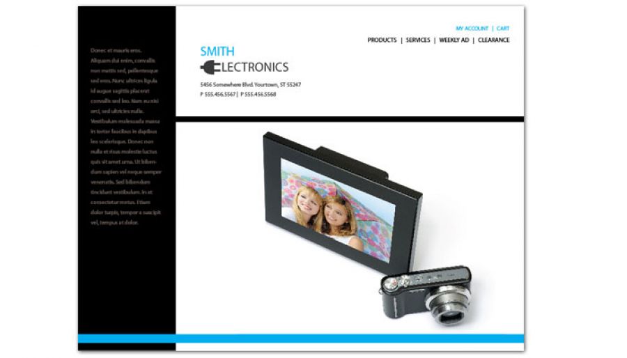 Audio Video Camera Electronics Website Design Layout