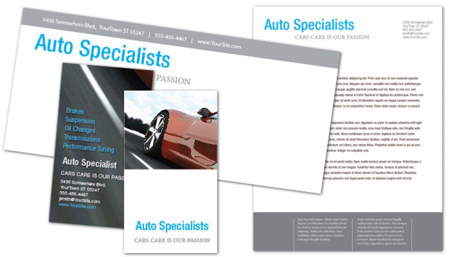 Automotive Repair Shop Business Card Design Layout
