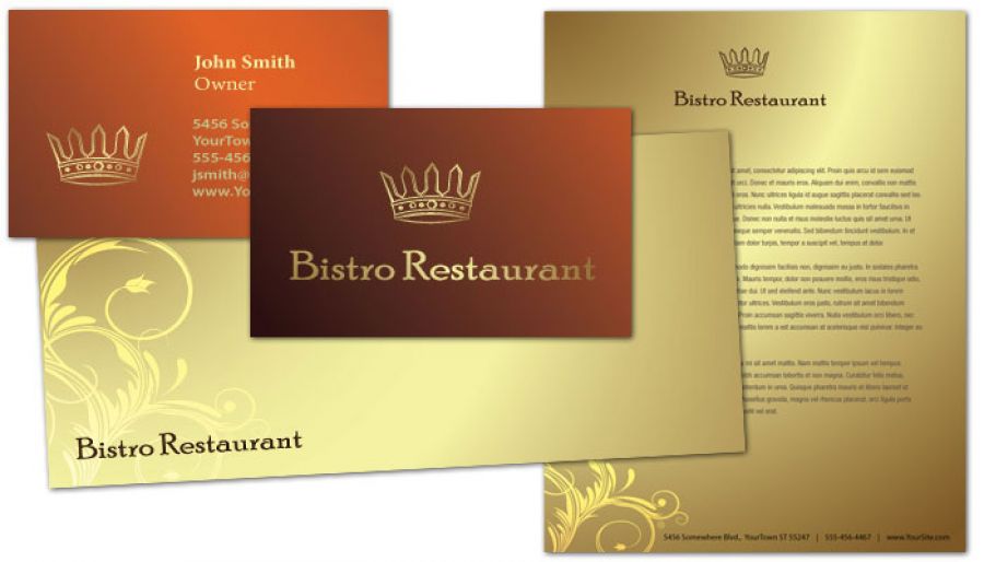 Bistro Restaurant Menu Business Card Design Layout