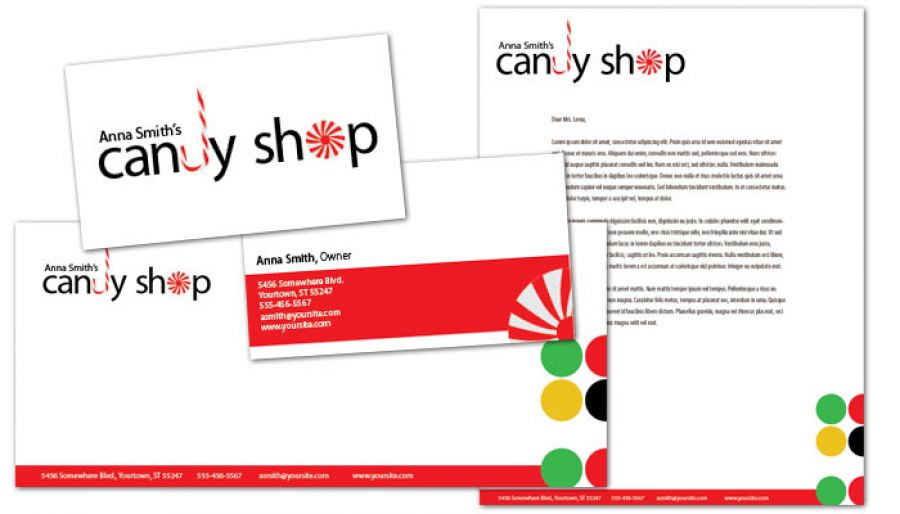 Candy Shop Confectionery Business Card Design Layout