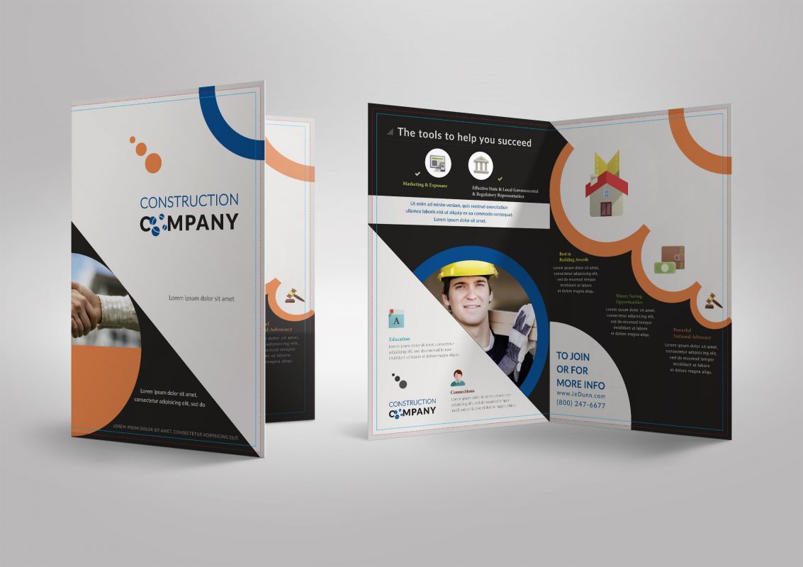 Construction Company Stationary Half Fold Brochure Design Layout