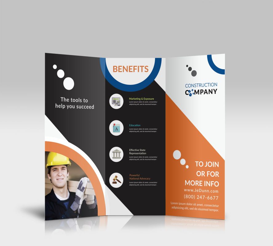 Construction Company Stationary Tri Fold Brochure Design Layout