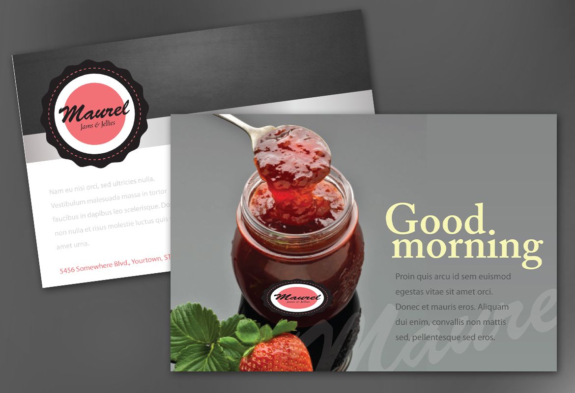 Design concept for Condiments Preserves Postcard Design Layout