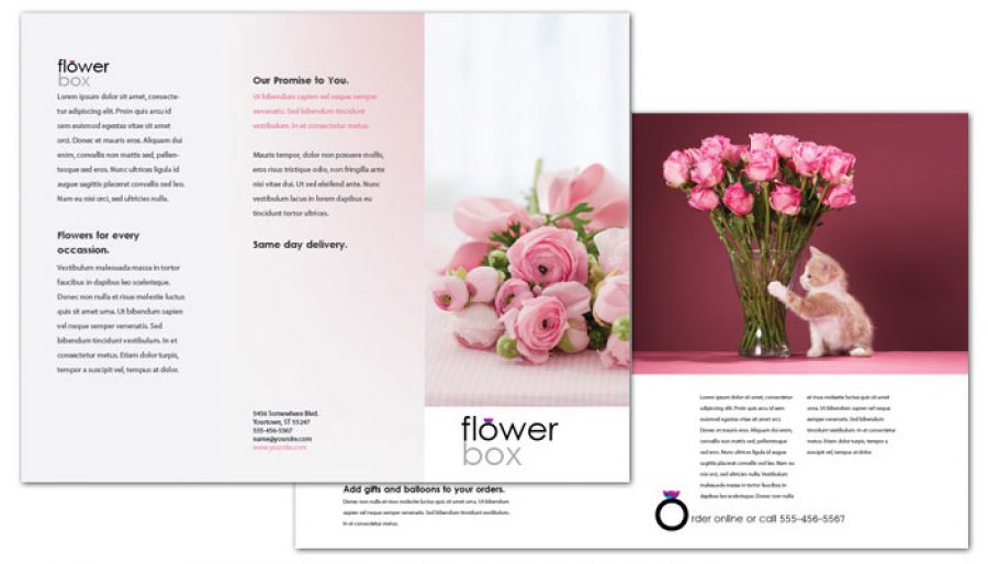 Tri Fold Brochure template for Florist Flower Shop Order Custom Tri