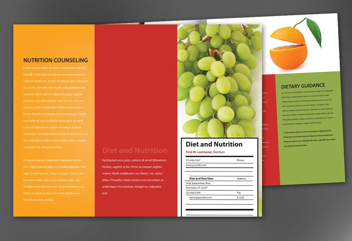 Health and Nutrition Tri Fold Brochure Design Layout