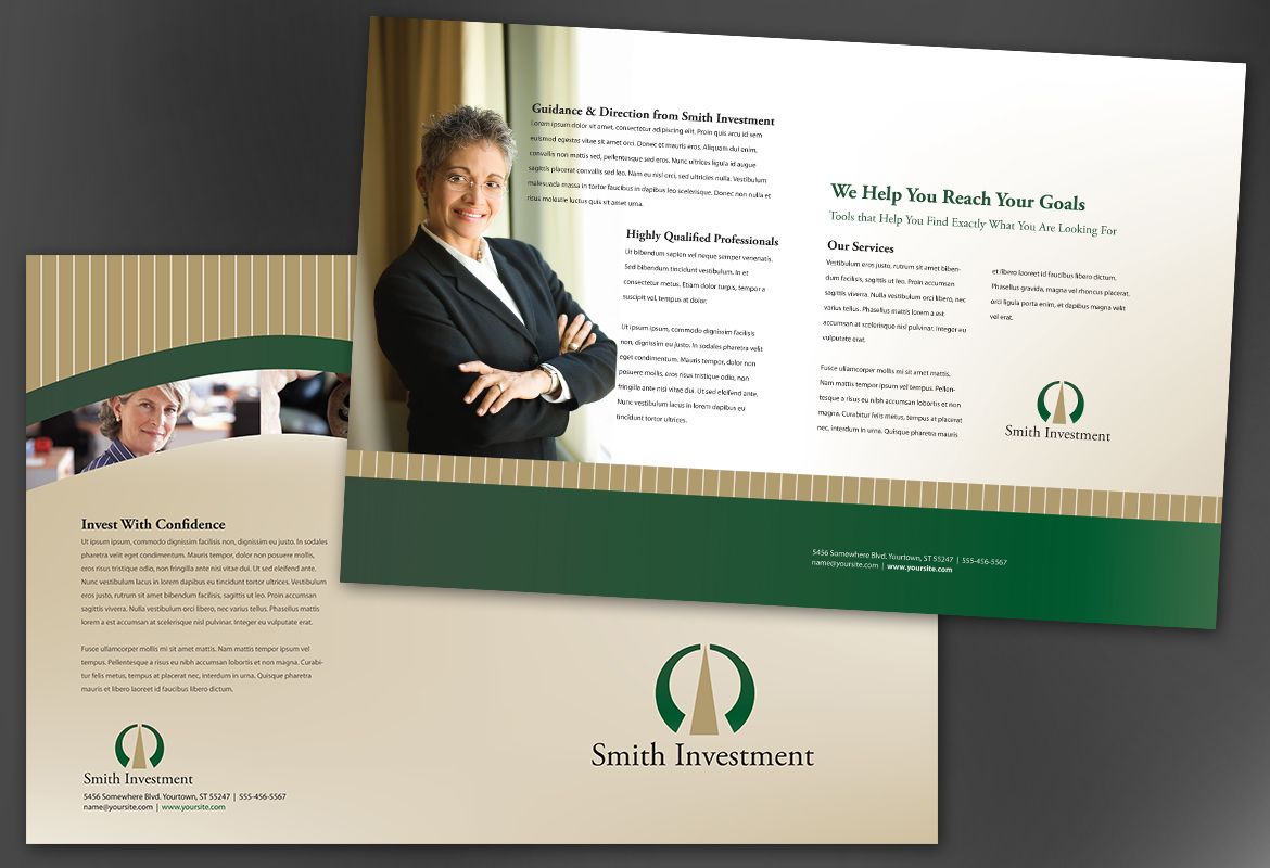 Investment and Professional Firms Half Fold Brochure Design Layout