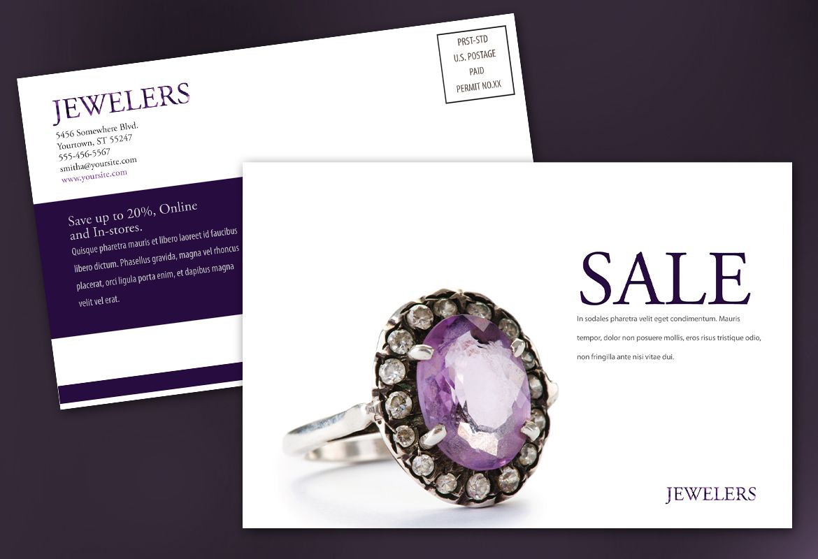 Jewelry and Retail Store Postcard Design Layout