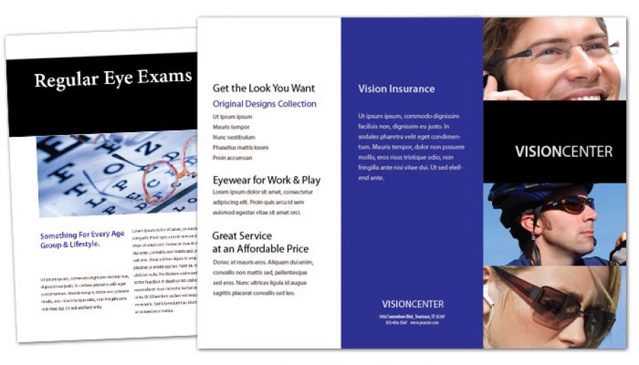 Optometry Office Eyecare Vision Center Tri Fold Brochure Design Layout