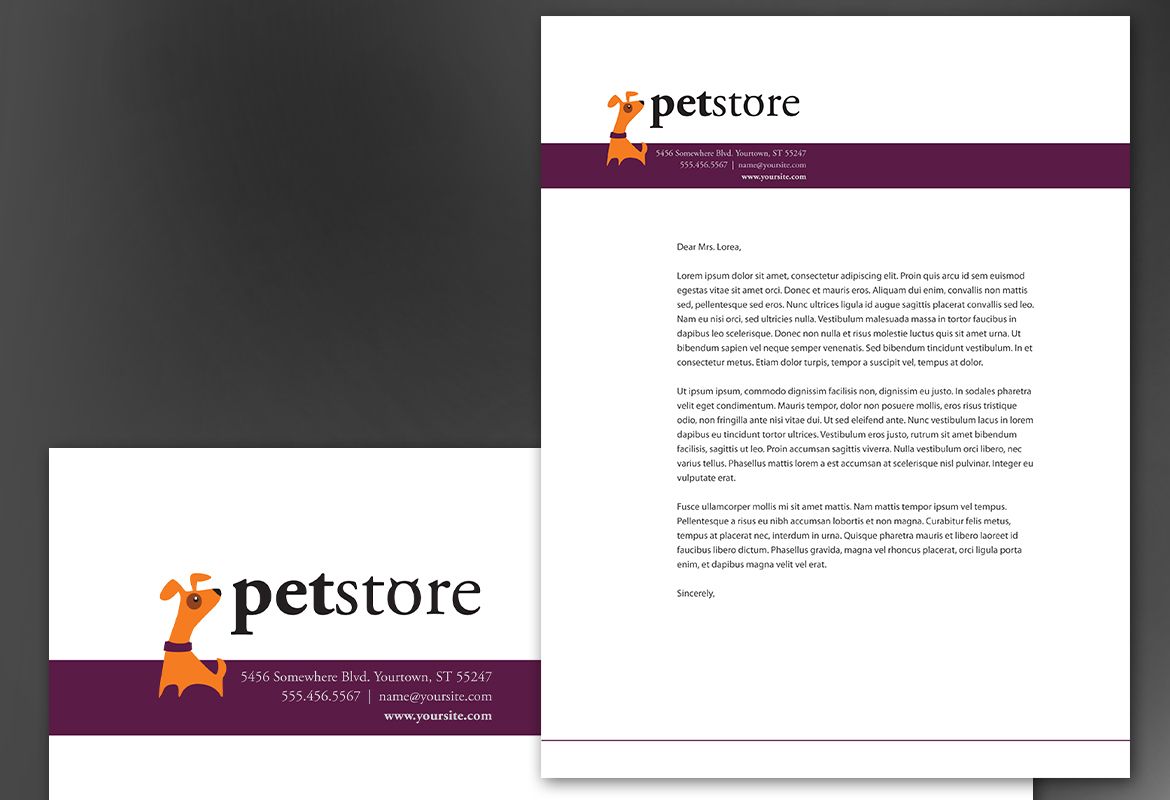 Pet Store Design Letterhead Design Layout