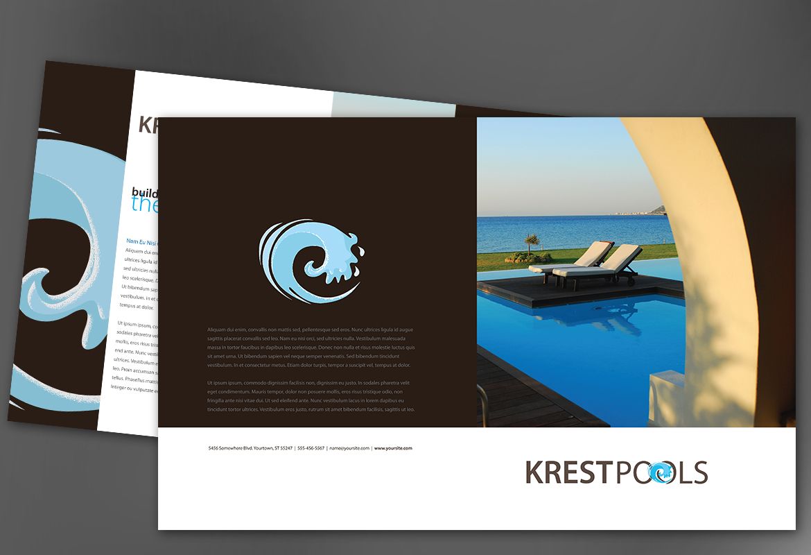 Pool Company Half Fold Brochure Design Layout
