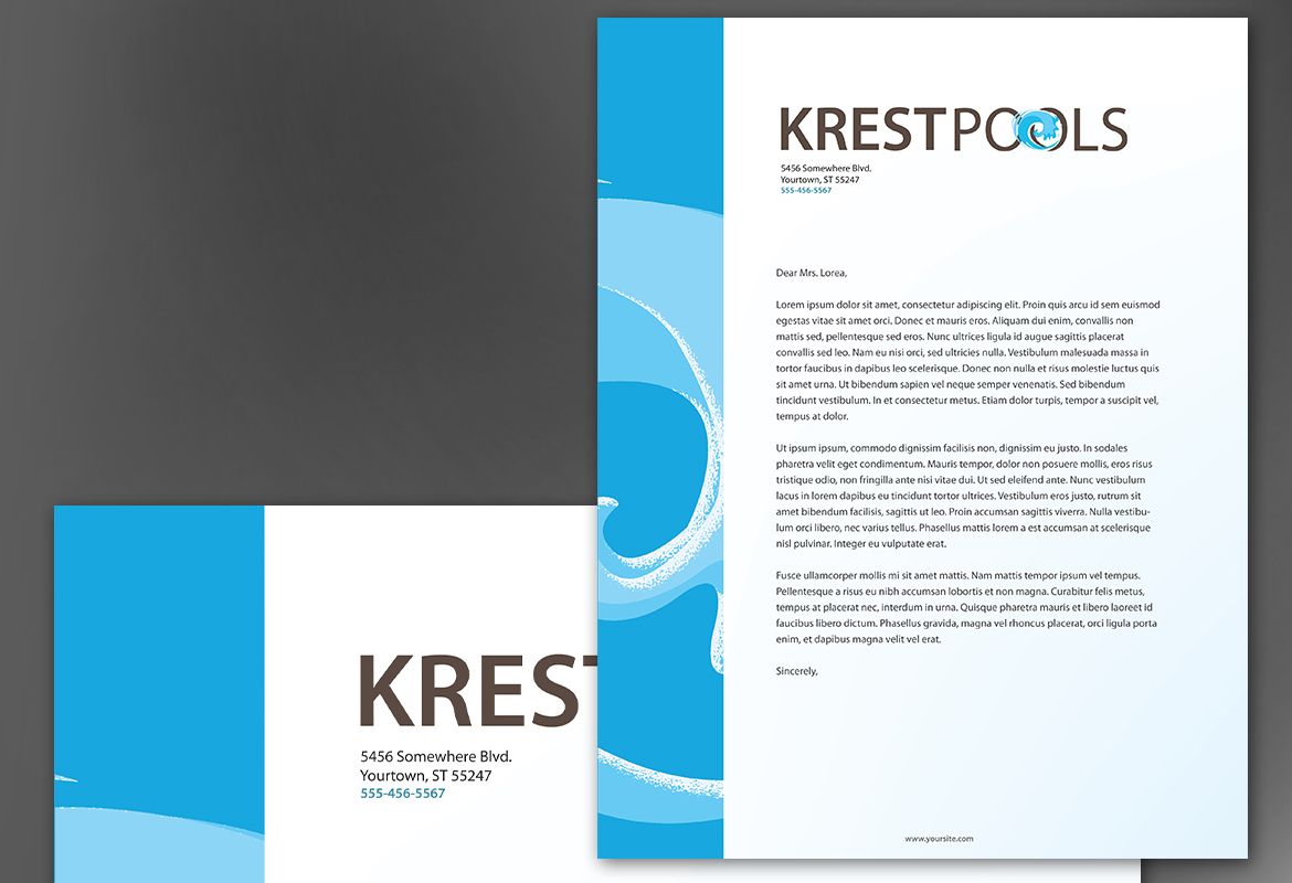 Pool Company Letterhead Design Layout