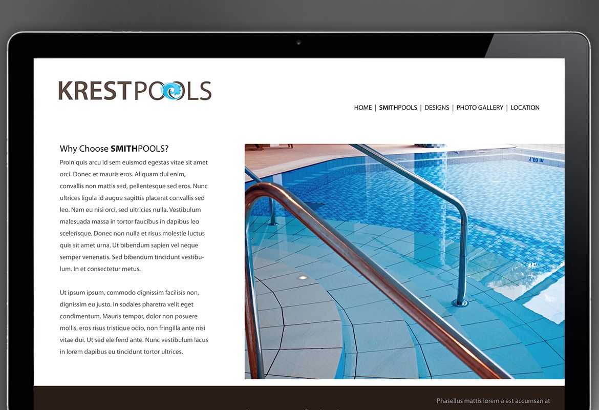 Pool Company Website Design Layout