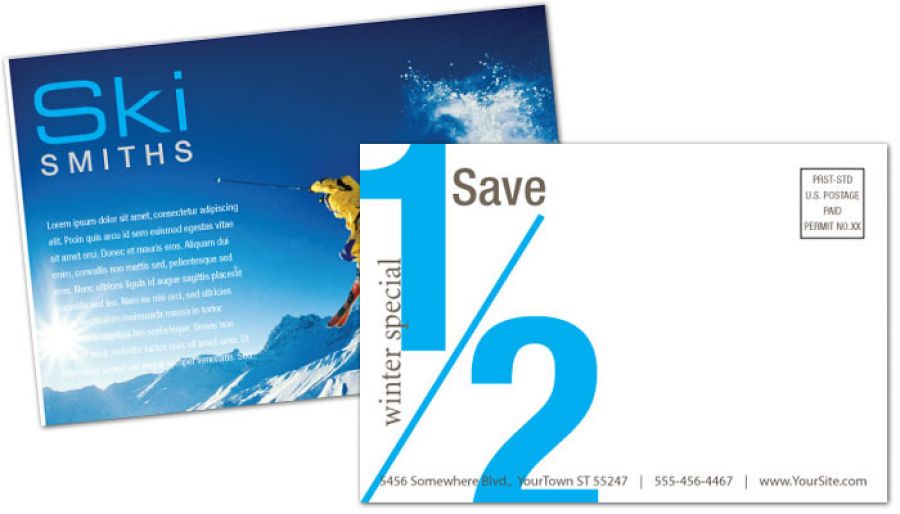 Ski Shop Resort Postcard Design Layout