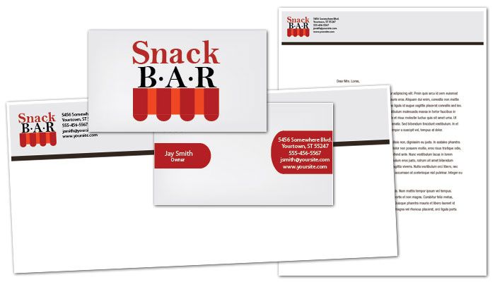 Snack Bar Cafe Deli Restaurant Business Card Design Layout